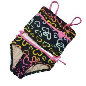 Rainbow Hearts Tankini Bathing Suit Girls Size 4 2 Piece
